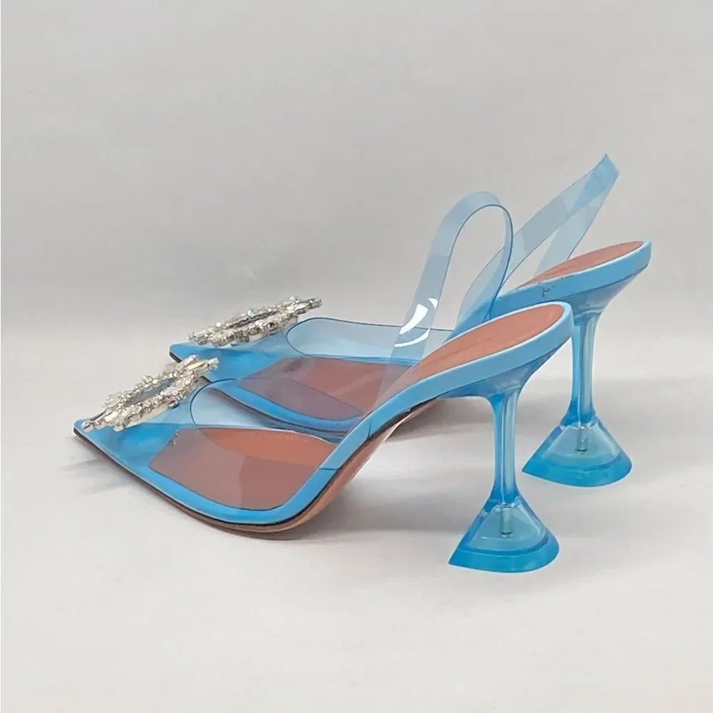 Amina Muaddi Begum Clear Crystal Slingback Pumps size 38
